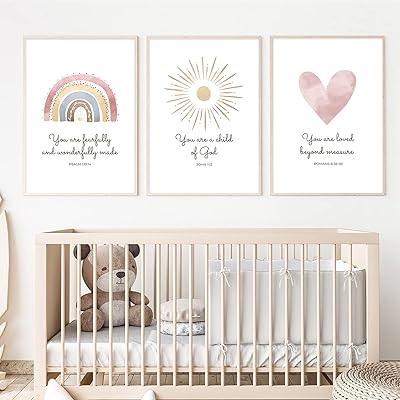 Bohemian wall art for 3 -room children's room with biblical verses.. Shop easy, pay less, get it fast — with DIAYTAR Nigeria.