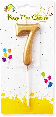 Party Time - 1 Piece numbered candles golden for cakes, numbered birthday candles, glitter cake decorations for birthday gifts, festive decorations (n ​​° 7).. DIAYTAR NIGERIA: Putting quality products within reach of every Nigerian through our affordable marketplace.
