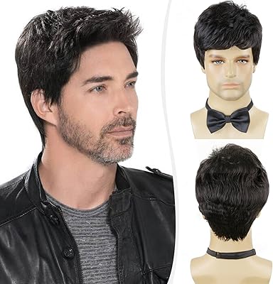 Men's wigs, short black wig for men in natural hair layers Halloween costume synthetic wigs resistant to men for men men.. DIAYTAR NIGERIA brings affordable shopping to your fingertips with reliable delivery in less than 8 days.