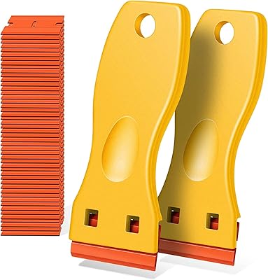 Plastic razor blade scraper - Wall paint stripper with 100 anti -scratch blades to remove window, glass, wood and floor stickers (2 yellow rooms).. DIAYTAR NIGERIA transforms online shopping with competitive prices and dependable nationwide delivery.
