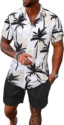 Set of two -piece clothes for men Georglitter, short sleeve shirt and shorts with buttons on the front and tropical print.. Affordable online shopping is just a click away with DIAYTAR Nigeria.
