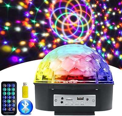 Disco ball lights, 9 -color LED scene light, Rotative Magic Crystal Rotative Light with sound, Stroboscopic light, MP3 player with remote control, Bluetooth, disc for party, Christmas, wedding.. More than a store — DIAYTAR Nigeria is your shopping partner.