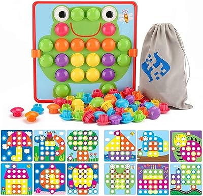 Mamo Bear button artistic games for young children, Jigger mosaic painting, educational artistic toy in the shape of a fungus with nails, for children of 3, 4 and 5 years old, multicolored.. DIAYTAR NIGERIA: Empowering Nigerians with access to affordable products and reliable 5-8 day delivery.