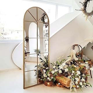 Arched floor mirror over the entire length, metal frame, interior decoration mirror, long wall mirrors, golden wall arched window mirror for the house and living room, without support - (golden mirror, 163x54 cm).. DIAYTAR NIGERIA transforms online retail with unbeatable prices and consistent delivery timeframes.