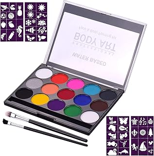 Festinitis face paint kit for body beauty, 15 removable colors, paint kit for professional face with 2 brushes and 4 models for Halloween Cosplay party supplies.. Shop from anywhere in Nigeria with DIAYTAR's extensive selection and budget-friendly shipping options.