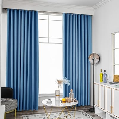 TTS 100 % blackout curtains for bedroom, isolated curtains, fully shaded window curtains with intimacy - Sliding door curtain with 2 rooms (135 cm wide x 220 cm in length, 2 rooms, blue with hooks).. Experience the joy of discovery with DIAYTAR NIGERIA's vast catalog and nationwide affordable delivery.