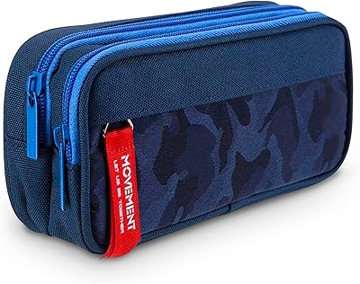 Manson pencil bag of large capacity for boys and girls, light pencil kit in waterproof canvas with zipper and three pockets, blue camouflage, modern.. Thousands of items at your fingertips — DIAYTAR Nigeria makes it happen.