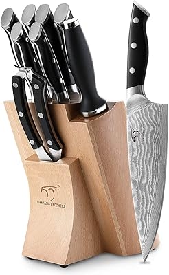 Set of Damascus 9 -room kitchen knives, set of checked checked checkers 67 Damascus steel layers VG10, set of Japanese professional kitchen knives Damascus sharp with block of wooden beech knives.. Discover thousands of products on DIAYTAR Nigeria with delivery between 5 to 8 days across the country.
