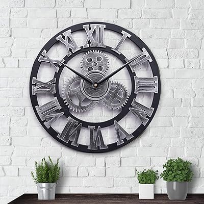 Heaven for you large wall clock with Roman numerals, round wall clock in wood/open metal for living room, kitchen, bar, office (silver, 40 cm).. From checkout to your doorstep in less than a week — DIAYTAR Nigeria.