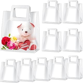 Transparent gift bag with handle, PVC gift bag, Robust handle gift bag for bridal celebration, birthday, baby shower, wedding, shopping, gifts gifts with reusable transparent 7 x 4 x 8 inch handle (10 pieces).. Experience shopping without stress at DIAYTAR NIGERIA's comprehensive and budget-friendly platform.