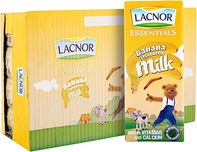 100% natural Lacnor flavored with bananas, rich in vitamins and calcium, 30% reduced in sugar, 180 ml, pack of 32.. DIAYTAR NIGERIA: Where quality meets affordability, with thousands of products delivered in less than 8 days.