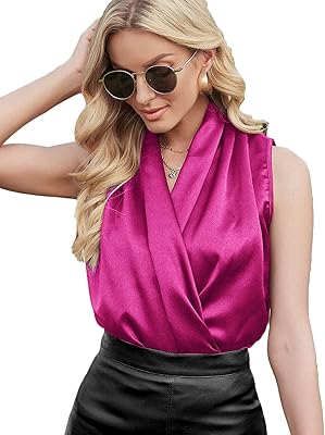 Elegant satin blouse for women, sleeveless V -neck.. Discover endless possibilities with DIAYTAR NIGERIA's comprehensive catalog and reliable delivery service.