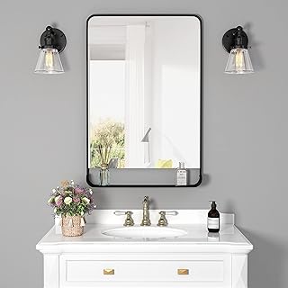 Bathroom mirror with black rustic design with courtesy mirror, size 24 "x 36", round metal rectangular wall mirror for bathroom, living room and corridor.. Nigeria's favorite online shopping platform, DIAYTAR offers unbeatable prices and delivery within a week.