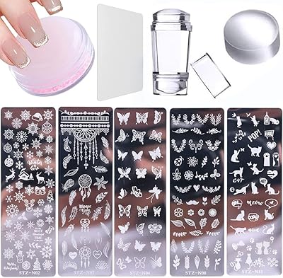 Set of 8 nail stamping models with 1 buffer and 2 jelly pads.. Discover shopping made effortless with DIAYTAR NIGERIA's comprehensive platform and quick shipping.