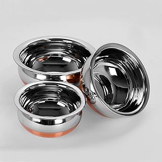 EPPYZ Copper in stainless steel PRABHU CHETTY MARMITE DE BIRYANI Handi PUNJABI HANDI - Set of 3 rooms (0.5 L, 1.0 L, 1.3 L).. DIAYTAR NIGERIA: Bringing quality products to every Nigerian home at prices everyone can afford.