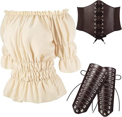 Medieval Victorian Pirate Costume for Women's Woman Beds and Bracelet Corset and Bracelet.. DIAYTAR NIGERIA: Your trusted e-commerce partner with extensive product choices and affordable delivery.