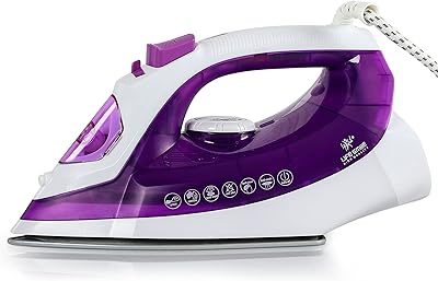 Steam iron Life Smile 2200 W, non-stick sole with ceramic, anti-limestone, self-cleaning and automatic stopping, without danger for all fabrics, ironing and steam cooking, including Abaya, 18-month warranty (purple).. Shop smart with DIAYTAR NIGERIA, offering a vast product range delivered to your doorstep within a week.