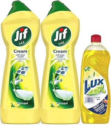 Jif Creamy Curial Cleaner Lemon + Luxury 750 ml (Pack of 2) + 375 ml offered.. DIAYTAR NIGERIA: Connecting Nigerians with their needs through our affordable and diverse marketplace.