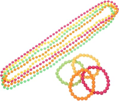 Toyvian diploma graduation feast necklace, bracelets, colorful pearls, fancy costume of the 80s, Mardi fat, neon pearl necklace, neon pearl bracelet, neon plastic bracelets, pearl chain.. Order now, relax later — DIAYTAR Nigeria ships in 5 to 8 days.