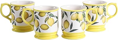 Beko Lemon Dreams ceramic cups, batch of 4, for coffee, tea, drinks, go to the microwave and the dishwasher.. DIAYTAR NIGERIA: Bringing affordable shopping solutions with a diverse product catalog delivered nationwide.