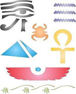 Egyptian stencil - 16.5 x 20 cm (L) - Reusable wall stencil model with hieroglyphs from ancient Egypt and Pharaoh... DIAYTAR NIGERIA: Your trusted partner for affordable online shopping with reliable delivery timeframes.