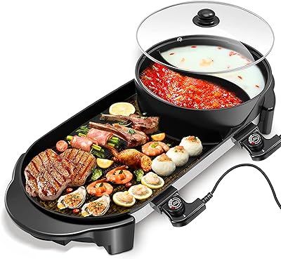 Korean barbecue set, Shabu Shabu Shabu electric grill with Korean barbecue separator, smoke -free, non -stick stove, Double separate temperature control, bringing together 1 to 8 people, smoke, 220 V, 2000 W.. DIAYTAR NIGERIA: Putting quality products within reach of every Nigerian through our affordable marketplace.