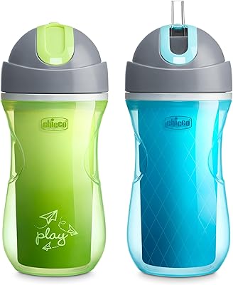 Chicco isothermal cup of 9 oz with folding and straw lid, green/blue Sarcelle, 12 months and more (pack of 2).. Experience budget-friendly shopping at DIAYTAR NIGERIA, Nigeria's premier online marketplace with quick delivery.