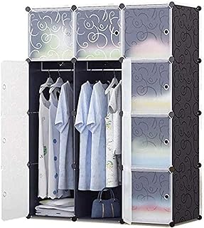 Razwan 01 Plastic cabinet composed of 12 storage cubes with doors for clothing, shoes and toys (black and white).. DIAYTAR NIGERIA: Where every click leads to affordable purchases delivered promptly to your door.