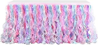 Table skirt in rainbow tulle with organza double layer and willow for unicorn party supplies and rainbow decorations for 1st anniversary and prenatal festival (6-foot siren).. Your budget-friendly online marketplace, DIAYTAR NIGERIA delivers a world of products in just 5-8 days.