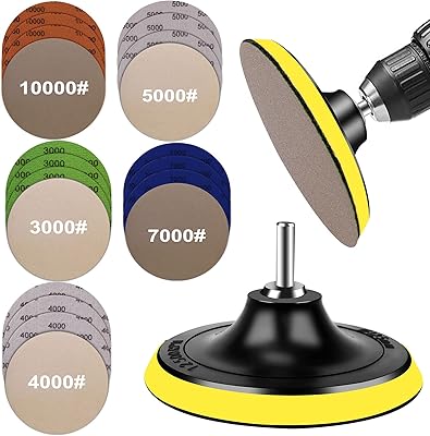 Abrasive water grain paper 3000/4000/5000/7000/10000 and set of 5 -inch support pads, electric sanding disc and wet and dry loop with buffer, abrasive grinding and orbital polisher paper.. Experience the convenience of one-stop shopping with DIAYTAR NIGERIA's diverse and affordable marketplace.