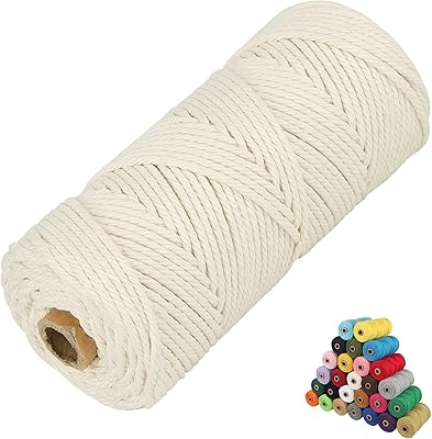 Macramé cord in perfect natural cotton, craft supplies, 3 mm x 109 meters, cord in macrame in woven cotton with 4 thicknesses (natural white).. Experience the ease of modern shopping with DIAYTAR NIGERIA's comprehensive platform and quick delivery.