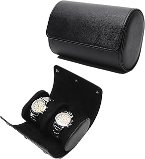 PU leather watch box with 2 alecdon locations, portable travel bracelet watch case, round ring support, storage of jewelry bracelets (black).. DIAYTAR NIGERIA delivers affordability and convenience to your doorstep within 8 days of purchase.