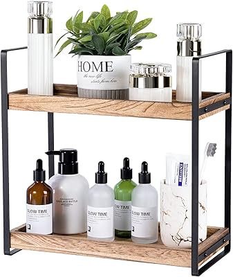 Gift Icity Comptoir organizer at 2 levels for wooden bathroom counter, storage organizer for cosmetics, standing vanity tray for the organization and decoration of the bathroom.. Shop with purpose at DIAYTAR NIGERIA, where your money goes further and delivery is always prompt.