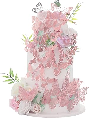 Jovis 36 pieces of cupcake decorations 3D butterfly with pink gold glitter for cake decorations, birthday, wedding, butterfly fairy, wall decoration.. Great products, lower prices, fast delivery — DIAYTAR Nigeria has it all.