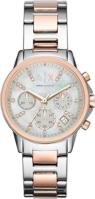 Watch dressed in Armani Exchange Movement for Women, in stainless steel, two -tone/pink, multicolored.. DIAYTAR NIGERIA: Where shopping dreams come true with budget-friendly prices and nationwide shipping.