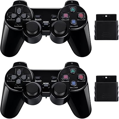 Set of 2 wireless controllers 2.4 g compatible with Sony PlayStation 2 PlayStation 2 (black high).. DIAYTAR NIGERIA combines affordability, variety, and convenience with nationwide delivery services.