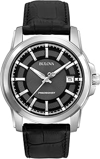 Prestigious Bulova for men's watch, stainless steel case with black leather bracelet, date display.. From tech to toiletries, DIAYTAR Nigeria delivers without delay.