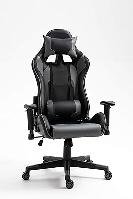 PU leather play chair high blitzed 7786 with adjustable armrest and lumbar support (gray and black).. DIAYTAR NIGERIA: Connecting Nigerians with affordable products delivered promptly nationwide.