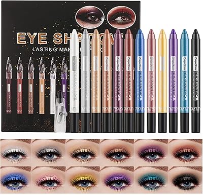 Set of matte eyelid pencils with pencil leafy cap, long-term glitter eyeshadows for women and girls, set of 12 pieces.. Shop across categories at DIAYTAR NIGERIA with the confidence of affordable prices and delivery within 8 days.