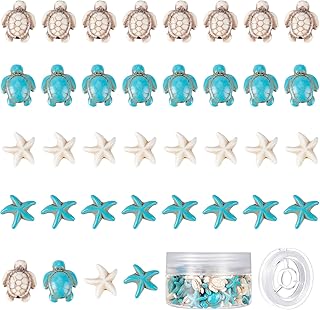 A box of SunnyCloe 100 pieces 4 styles of sea turtle pearls, pearl of turquoise starfish, synthetic turtle charm carved with ocean animals, threaded elastic spacing pearls, earrings, manufacturing of jewelry to make yourself.. Transform your shopping experience with DIAYTAR NIGERIA's vast product selection delivered at unbeatable prices.