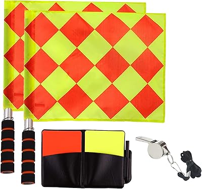 Set of football referee's flags red and yellow cartons with notebook.. DIAYTAR Nigeria — the online store where variety meets value.