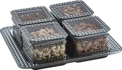 Set of conservation boxes for dried fruit online choice with service tray - 500 ml, 4 rooms, gray.. DIAYTAR NIGERIA: Connecting Nigerians with affordable products through our expansive e-commerce platform.