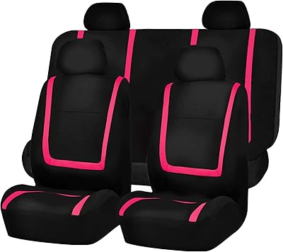 Pink car seat covers, universal size, unique flat fabric, is suitable for most cars, SUV and trucks (with 4 removable headrests and rigid seat) FH Group FB032PINK114.. DIAYTAR NIGERIA: Where every click leads to affordable purchases delivered promptly to your door.