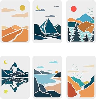 Finger Bear 6 pieces Mountain landscape stencil 11.6 x 8.4 inches plastic stencils stencil of the sun river stencil from the landscape of DIY reusable for interior decoration mountains painting.. Your trusted shopping companion, DIAYTAR NIGERIA delivers affordable solutions in just 5-8 days.