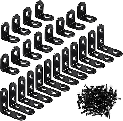 Alykdon corner support, 24 black supports in the form of a right angle of 90 degrees for furniture cabinet with 72 screws (12 pieces-40 mm/12 pieces-20 mm).. Shop across categories at DIAYTAR NIGERIA with the confidence of prompt and budget-friendly delivery.