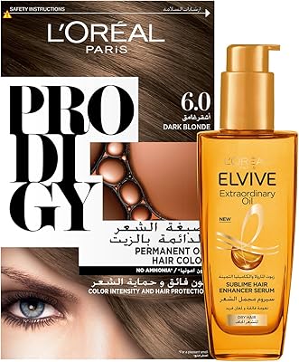 L'Oréal Paris Prodigy Hair Color 6.0 Dark chestnut and extraordinary oil Elvive 100 ml.. DIAYTAR NIGERIA: Making quality products accessible to all Nigerians at affordable prices.