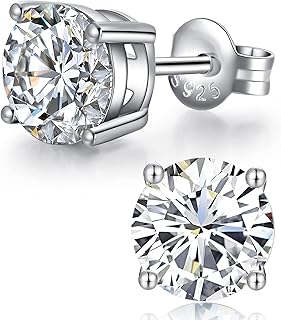 Sterling silver rod earrings with cubic zirconia, round earrings in false diamonds for men and women 4-8 mm - Jiamiaoi.. Shop with intention at DIAYTAR NIGERIA, offering thousands of products delivered nationwide in days.