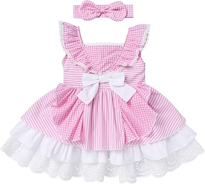 Classic princess dress without sleeve in tile cotton fabric for toddles with headband.. Shop smart, shop DIAYTAR — Nigeria’s trusted e-commerce site.