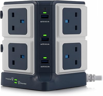 BESTEC MIGB 8102-8-way Extension Tower, Sector outlet with 6 USB, Protective Multiprise against overvoltages 900J with an extension of 1.8 m, 3250 W (blue).. Discover a new way to shop with DIAYTAR NIGERIA's comprehensive marketplace and quick delivery options.