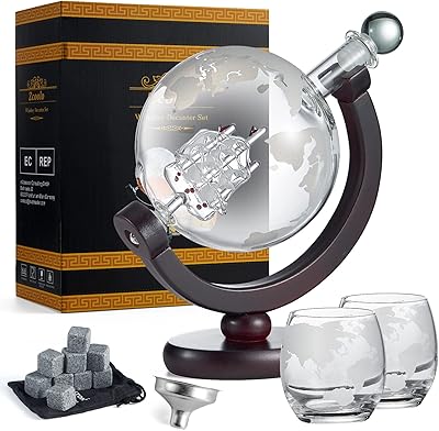 Dweik 850 ml Whiskey Carafe, with 2 engraved ball cups, stainless steel funnel and 9 whiskey stones (A).. DIAYTAR NIGERIA: Where shopping dreams come true with budget-friendly prices and nationwide shipping.